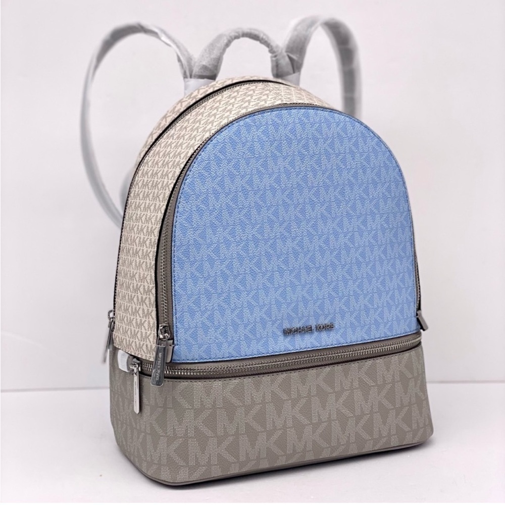 MICHAEL KORS Rhea Medium Color-Block Signature Logo Backpack - Picture 15 of 16